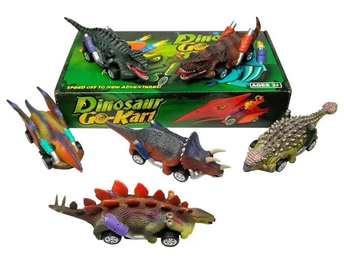 DINOBROS Dinosaur Toy Pull Back Cars - Pack of 6
