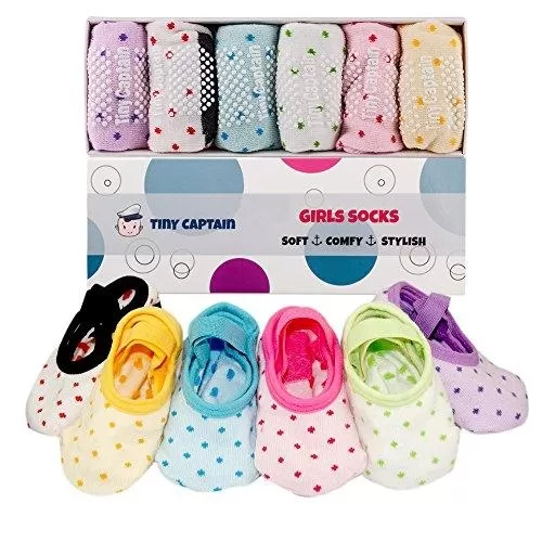 Baby Girl Socks Anti Slip - (Pink, Blue, Green, Yellow, Purple, White)