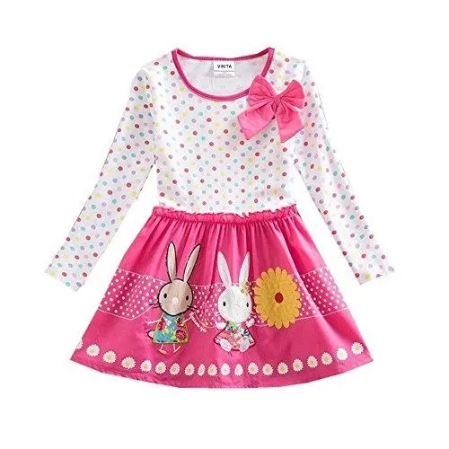 VIKITA Baby Girl Cartoon Flower Cotton Dress Long Sleeve Winter Dresses For  2-8 Years Little Girls 8T Online Shopping in Pakistan