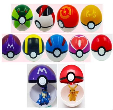 9 piece different style balls Pokémon with plastic anime figures for kids