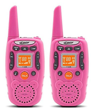 Eoncore Walkie Talkies for Kids Two Ways Radio Toy Long Range 22 Channels 10 call tone Build-in Flashlight Pink